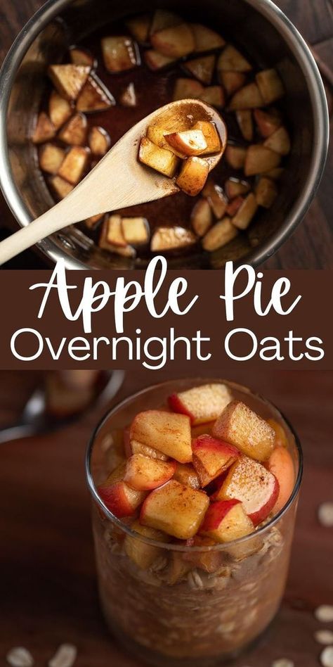 These creamy apple pie overnight oats taste like dessert for breakfast! Infused with apple, maple, brown sugar, cinnamon & nutmeg for a comforting fall blend of flavors. Caramel Apple Pie Overnight Oats, Fall Flavored Overnight Oats, Overnight Oats Tasty, Over Night Oats Apple Cinnamon, Apple Spice Overnight Oats, Quaker Oats Recipes Breakfast, Caramel Apple Overnight Oats, Overnight Oats Brown Sugar Cinnamon, Overnight Oats Bulk