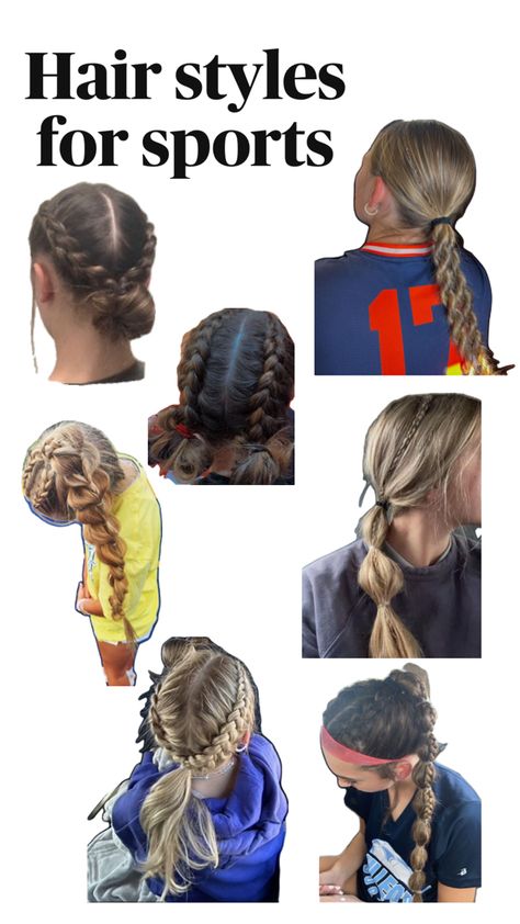 Hair For Sports, Cute Volleyball Hairstyles, Cute Sporty Hairstyles, Soccer Hairstyles, Soccer Hair, Basketball Hairstyles, Competition Hair, Hair Styels, Hairstyle Examples