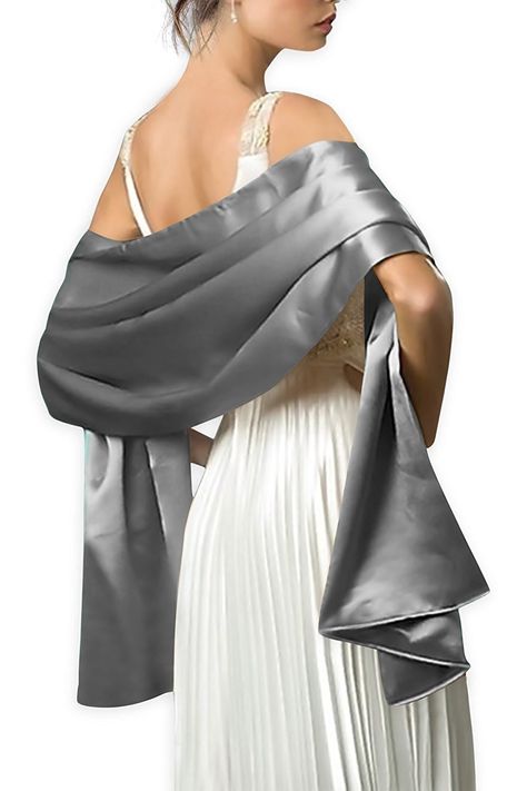 Satin Bridal Evening Shawls Scarves - Silver - CO12N2SGJZR - Scarves & Wraps, Fashion Scarves  #Scarves #Wraps #fashionscarves #fashionwomen #outfits #Fashion Scarves Shrugs For Women, Satin Shawl, Evening Shawls, Bridal Shawl, Satin Evening Dresses, Bridal Wrap, Wedding Shawl, Wedding Wraps, Scarf Dress