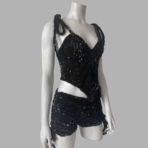 Twilight two piece set is look 2 of the Las Vegas mini collection. 🖤 This looks snatches your waist with the corset top and added boning in the construction. The sleek black sequins is bold and glamorous for your night out ♠️ - Two piece set - Corset top - Boning construction - Low rise shorts - Side ruching on shorts - Tie straps - Stretch sequins fabric - Rhinestone zipper closure - Size medium - Price: $100 https://www.etsy.com/listing/1779909988/twilight-two-piece-set-luxe-clu... Black Sparkly Two Piece Outfit, Sparkly Two Piece Outfit, Sparkly Two Piece, Sequins Fabric, Mini Collection, Low Rise Shorts, Sequin Fabric, Dance Moms, Two Piece Set