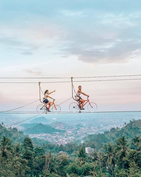 Travel Goals | Cycling through the sky in Jakarta, Indonesia #IndonesiaBucketList Lev Livet, Destination Voyage, Beautiful Places To Travel, Travel Goals, Pretty Places, Travel Inspo, Vintage Travel Posters, Rock Climbing, Two People