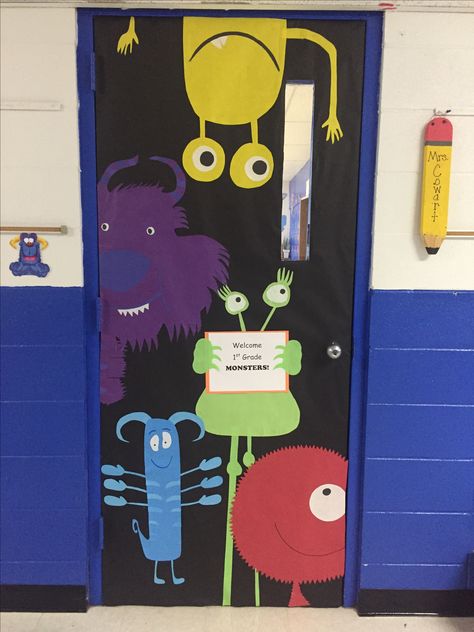 Halloween Door Classroom, Library Nursery, Halloween Door Decorations Classroom, Door Classroom, Monster Theme Classroom, Monster Classroom, Space Theme Classroom, Halloween Classroom Door, Monster Room