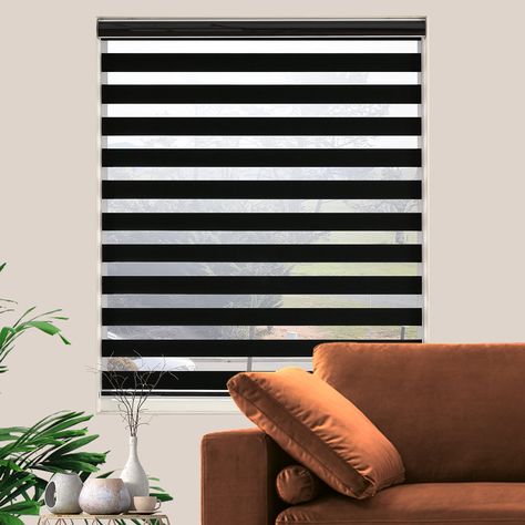 PRICES MAY VARY. Zebra Blinds for Windows with a premium polyester fabric - High-End Quality - Easy to install - Easy to clean,Black Color 31 inch Width. Zebra Shades combine alternating sheer and solid fabric bands in a single shade. It can block light from entering and provide privacy. JIANGPIN TEXTILE window blinds help you decorate your space and enhance its appearance. Decorate your living room, dining room, kitchen, bedroom, bathroom, office, and commercial space. Blinds for windows Pre-cu Shades Window, Sheer Shades, Window Blinds, Roller Shades, Light Control, Day And Night, Roll Up, Black Color, Blinds