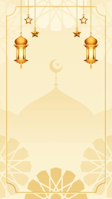 Satin Cream White Simple Islamic Blank Vertical Vector Background Decorated With Hanging Lantern And Golden Stars Islamic Backgrounds, Islamic Background Vector, Islamic Lantern, Wallpaper Nature Flowers, Wallpaper Nature, Arabic Calligraphy Art, Golden Star, Nature Flowers, Hanging Lanterns