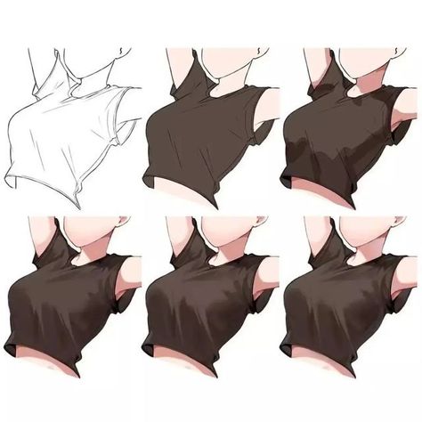 Drawing Clothes: Tips and Techniques for Fashion Illustration | Shading Clothing Tutorial, Clothes Shade Drawing, How To Color Clothes Digitally, Render Clothes Digital Art, Lighting Techniques Drawing, How To Shade Shirt, Clothes Painting Tutorial, How To Shade White Clothes, Cell Shading Clothes