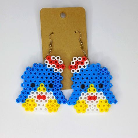 Cute Tuxedo, Sam Earrings Made Out Of Perler Beads. Waddle Dee Perler Beads, Cute Perler Bead Bookmarks, Hockey Perler Beads, Toy Story Perler Beads, Perler Bead Patterns Small Easy Cute, Snoopy Perler Beads, Perler Beads Earrings, Perler Bead Earrings, Halloween Perler