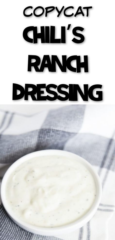 Copycat Chili’s Ranch Dressing Recipe via @simplysidedishes89 Chilis Ranch, Copycat Ranch Dressing, Copycat Ranch Dressing Recipe, Restaurant Ranch Dressing, Wingstop Ranch Recipe, Copycat Chili, Recipe For Chili, Buttermilk Ranch Dressing, Buttermilk Ranch