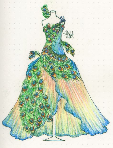 Peacock Drawing, Outfit Drawing, Medieval Clothes, Arte Peculiar, Dress Models, Peacock Dress, Dress Design Drawing, Fashion Illustration Sketches Dresses, Peacock Art