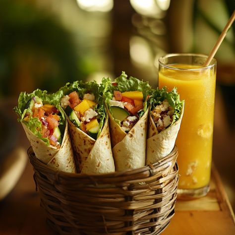 🌯🥭 Fresh, vibrant, and full of flavor! These veggie wraps paired with a refreshing mango smoothie are the perfect duo for a tropical escape on your plate. Packed with crunchy veggies and wrapped in soft tortillas, this combo will brighten your day. 🥗🍹 #FreshEats #TropicalVibes #VeggieWraps #HealthyAndDelicious #MangoMadness Soft Tortillas, Crunchy Veggies, Fresh Eats, Veggie Wraps, Tropical Escape, Mango Smoothie, Tropical Vibes, Tortillas, Brighten Your Day