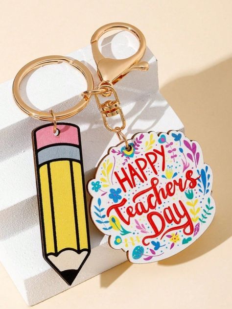 1pc Unisex Happy Teachers Day Pencil Wooden Keychain Graduation Gift For Teacher Teacher's Day Accessory Keychain Accessories Small Gifts Multicolor    Zinc Alloy Animal,Cartoon,Colorblock,Geometric,Graphic,Letter,Plants    Bag Accessories, size features are:Bust: ,Length: ,Sleeve Length: Graduation Gift For Teacher, Teacher Graduation Gifts, Plant Bags, Cat Ear Headband, Yellow Theme, Wooden Keychain, Keychain Accessories, Happy Teachers Day, Teachers Day