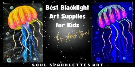 Black Light Art, Blacklight Art, Art Supplies For Kids, Family Night Activities, Glow Art, Shock And Awe, Art Time, Neon Painting, Kids Art Supplies