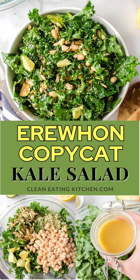 Chick Fil A Kale Salad Recipe, Kale Crunch Salad, Chick Fil A Recipe, Kale And White Bean, Crunchy Kale, Salad At Home, Clean Eating Salads, Kale Salad Recipes, White Bean Salad