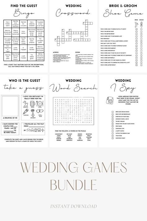 Fun Wedding Games for Guests - 8 games included Fun Tables At Weddings, Guest Games At Wedding, Outdoor Wedding Games For Guests, Game Ideas For Wedding, Wedding Guest Games Activities, Wedding Program Games, Fun Activities Wedding, Simple Wedding Activities, Wedding Guest Games Receptions