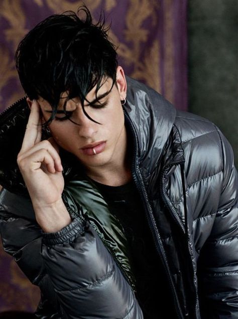 Shiny Jacket, Lip Ring, Black Hair, Piercings, Ring, Hair, Black