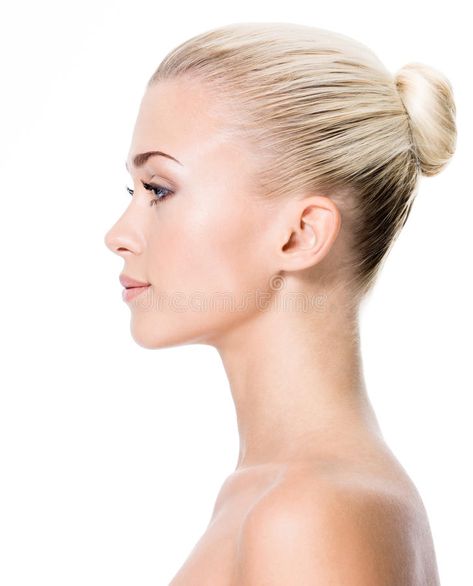 Profile portrait of young blond woman. Isolated , #Affiliate, #young, #portrait, #Profile, #Isolated, #woman #ad Body References, Woman Stock Photo, Profile Portrait, Blond Woman, Background Studio, Face Profile, Female Reference, Female Head, Face Sketch