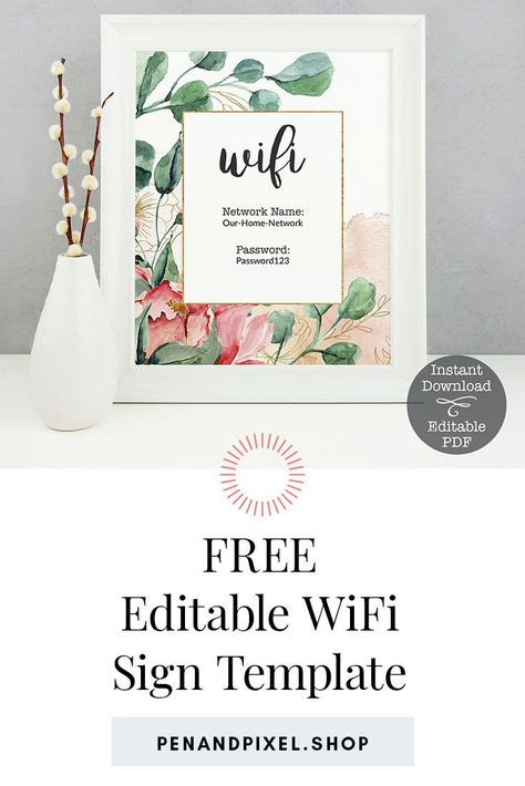 Guest Room Signs, Wifi Booster Diy, Wifi Password Printable, Ikea Nightstand, Password Printable, Boho Apartment Decor, Boho Apartment, Wifi Password Sign, Airbnb House