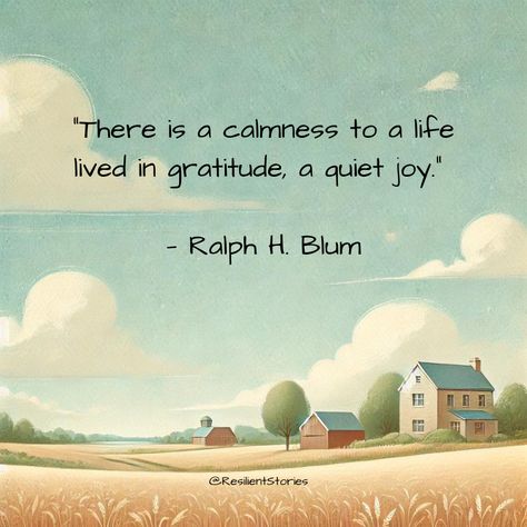 There is a calmness to a life lived in gratitude, a quiet joy. Ralph H. Blum Quotes About Quietness, Quiet Season Quotes, Cool Calm Collected Quotes, How To Have Peace Of Mind, Quietness Quotes, Calm Mind Quotes, Quiet Life Quotes, Slow Life Quotes, Senior Citizen Quotes