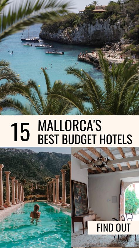 Are you planning on visiting Mallorca during your trip to Spain but cannot find beautiful hotels that are within your budget? In order to help you plan your visit, I have preselected 15 budget but beautiful hotels in Mallorca. So don’t waste any time and book early enough to get the availability and the best rooms! Mallorca Spain Hotels, Menorca Hotels, Spain Honeymoon, Majorca Hotels, Mallorca Travel, Best Rooms, Countryside Hotel, Mallorca Island, Trip To Spain