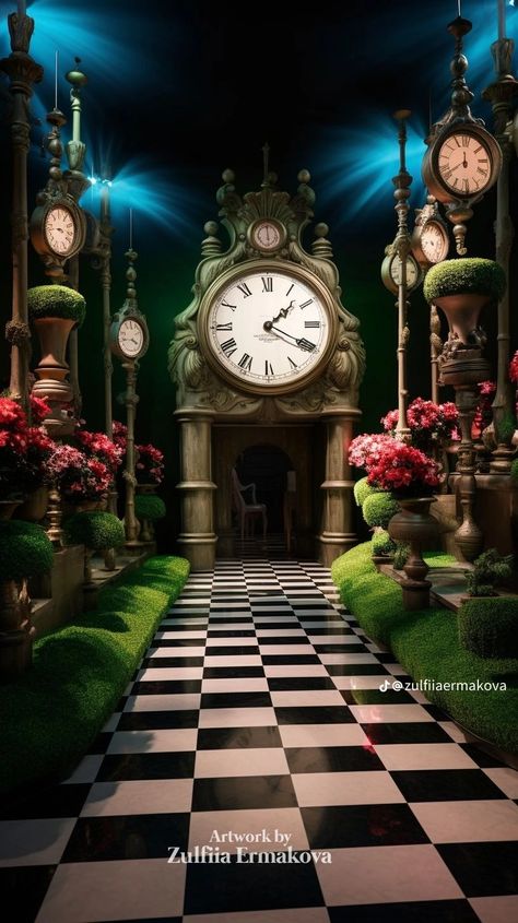 Alice And Wonderland Backdrop, Alice In The Wonderland Aesthetic, Alice In Wonderland Castle, Alice In Wonderland Interior Design, Alice In Wonderland Concept Art, Creepy Alice In Wonderland, Alice In Wonderland House, Alice In Wonderland Watch, Alice In Wonderland Background