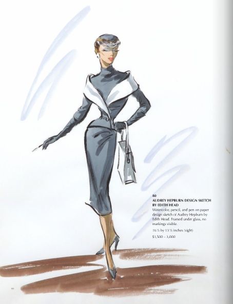 Edith Head Sketches, Edith Head Designs, Edith Head Fashion, 1950s Glamour, Vintage Fashion Sketches, Costume Design Sketch, Edith Head, Best Costume Design, Hollywood Costume