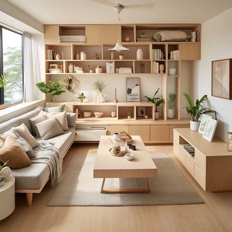 Japandi Condo, Muji Living Room, Japandi Style Living Room, Living Room Japandi, Minimalist Living Room Furniture, Japandi House, Japanese Living Room, Japandi Living Room, Japandi Interior Design