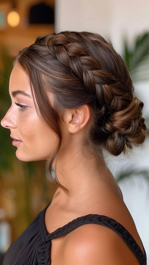 24 Stunning Updos for Long Hair to Rock Any Occasion | Lookosm Braided Low Bun Updo, Sophisticated Updo, Curls Without Heat, Selfie Challenge, Curled Updo, Updos For Long Hair, Braided Hairdo, Formal Hair, Stunning Hairstyles