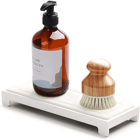 PRICES MAY VARY. WHITE INSTANT DRY SINK ORGANIZER - Make your kitchen countertop neat and organized with this fast drying sink caddy; The holder rack is designed for your soaps and scrub brushes in kitchen or bathroom; SIZE: 10.3"L x 4"W x 1.4"H BEAUTIFUL AND ORGANIZED - Keep your sink clean with the beautiful design sink stone drying tray organizers; This caddy rack creates perfect space in kitchen and bathroom with its modern and simple look to match any home decor SUPER FAST DRYING - The sink Kitchen Island Sink Organization, Sink Soap Organization, Kitchen Sink Soap Tray Ideas, Kitchen Sink Soap Tray, Kitchen Sink Soap, Organizers Kitchen, Kitchen Sink Organization, Kitchen Sink Organizer, Scrub Brushes