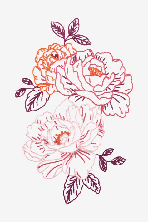 Dmc Patterns, Peony Embroidery, Embroidery Patterns Vintage, Embroidery Cross, Embroidery Patterns Free, Rose Embroidery, Free Cross Stitch, Christmas Embroidery, Satin Stitch