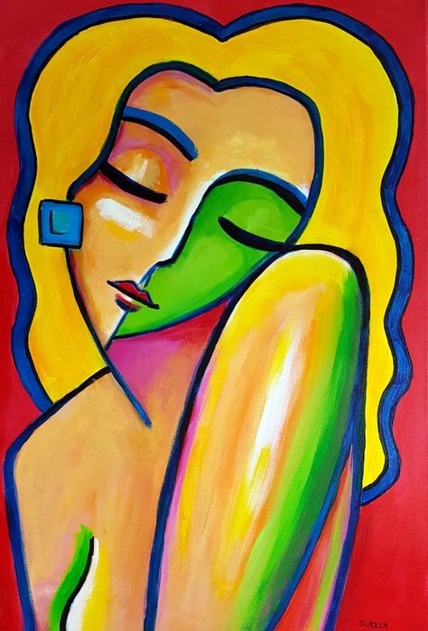 Primary Colors Drawing Ideas, Painting Ladies, Paintings Of Women, Wood Gallery Frames, Nude Artwork, Contemporary Landscape Painting, Abstract Face Art, Art Apps, Landscape Paintings Acrylic