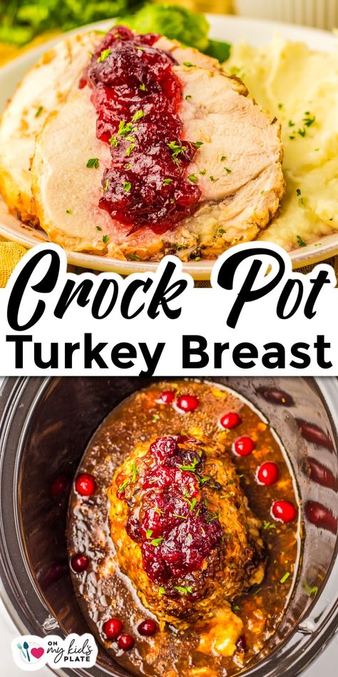 This slow cooker boneless turkey breast with cranberry sauce all in the crock pot together is so juicy. It's the perfect hands off recipe for a flavorful and easy Thanksgiving dinner, Christmas dinner or holiday feast every time! Crockpot Receipts, Crockpot Turkey Breast, Turkey Breast Crockpot, Easy Thanksgiving Dinner, Easy Turkey Recipes, Cranberry Turkey, Juicy Turkey, Slow Cooker Turkey Breast, Crockpot Turkey