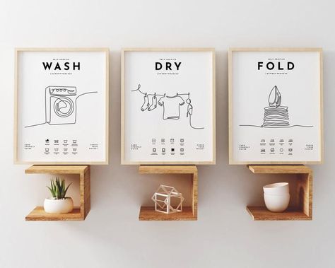 Laundry Room Wall Art, Laundry Wall Art, Laundry Room Art, Laundry Symbols, Wash And Fold, Room Wall Painting, Wash Dry Fold, Art Minimaliste, Etsy Printable Art