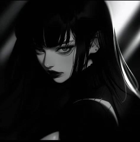 Resting B Face, Pfp Female, Black White, Black And White, Hair, Anime, White, Black