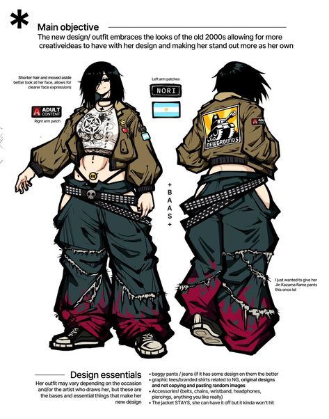 Big Pants Character Design, Oc Ref Sheet Ideas, Newgrounds Aesthetic, Character Sheet Ideas, Newgrounds Art Style, Tomboy Oc Art, Poses For Ocs, Punk Oc Art, Non Human Character Design