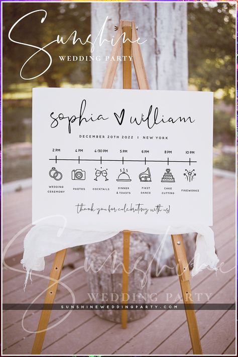 Wedding Signs - Get It Now! For more details, click to visit. Wedding Itinerary Sign, Order Of Events Sign, Wedding Order Of Events, Wedding Itinerary Template, Mexico Weddings, Wedding Timeline Template, Camping Wedding, Order Of Events, Wedding Itinerary