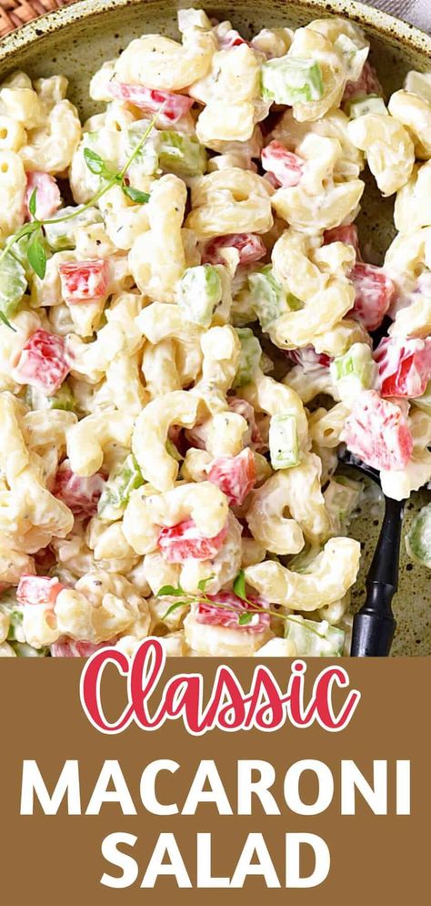 Elbow Macaroni Pasta Salad, Cold Mac And Cheese Salad, No Mayo Macaroni Salad, Cold Macaroni Salad Recipe Summer, Macaroni Salad Recipes Cold, Macaroni Salad For A Crowd, Small Batch Macaroni Salad, Pasta Salad With Mayonnaise, Hellmans Macaroni Salad Recipe