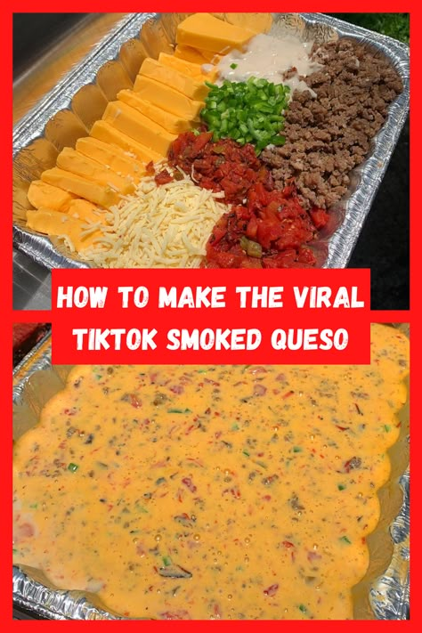 Smoked Queso Dip, Smoked Queso, Pellet Smoker Recipes, Food Tiktok, Recipes Tiktok, Tiktok Food, Tiktok Recipes, Queso Recipe, Pellet Grill Recipes