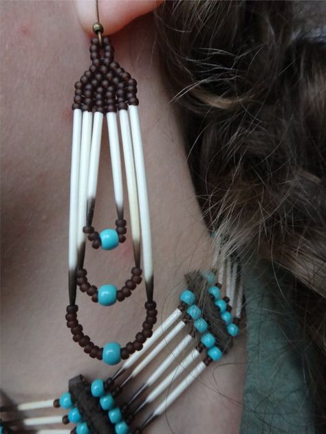 Porcupine quills earrings. Native american earring. Nature Modern Native American Jewelry, Porcupine Quill Jewelry, Quill Jewelry, Loving Personality, Anting Manik, Native Earrings, Native American Beadwork Patterns, Earrings Native American, Porcupine Quills