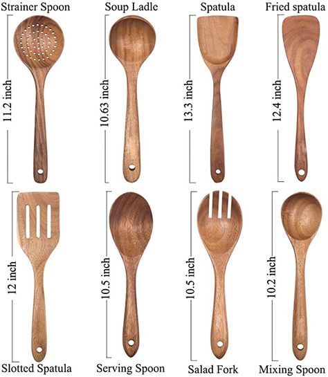 Amazon.com: Wooden Spoons for Cooking, Nonstick Kitchen Utensil Set, Wooden Spoons Cooking Utensil Set Non Scratch Natural Teak Wooden Utensils for Cooking(Teak 8 Pack): Kitchen & Dining Wooden Cooking Spoons, Making Wooden Spoons, Wooden Spoon Set, Spurtle Kitchen Utensils, Wooden Kitchen Tools, Wooden Spoon Design, Wooden Art Handmade, Wooden Spoon Ideas, Wood Spoon Crafts