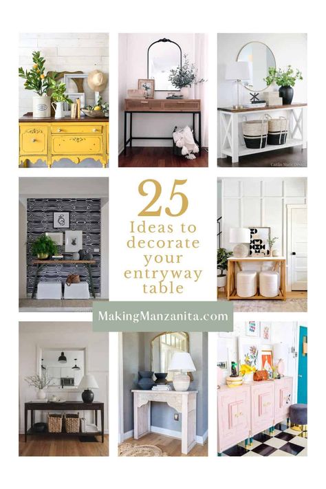 Console tables are perfect to use in your entryway, but what's the best way to decorate them? Check out these 25 entryway table decor ideas for decorating your console table. How To Decorate Entryway Table, Entry Way Table Ideas, How To Decorate A Console Table, Console Table Decor Ideas, Decorate Hallway, Console Table Decor, Entry Way Table, Small Console Table, Entryway Table Decor Ideas