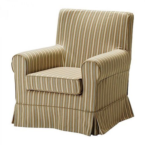 IKEA+Ektorp+JENNYLUND+Armchair+SLIPCOVER+Chair+Cover+LINGHEM+Light+BROWN+STRIPE Ikea Living Room Chairs, Chair Ikea, Ikea Armchair, Ikea Fabric, Ikea Ektorp, Beige Chair, Ikea Chair, Armchair Slipcover, Decor Elements