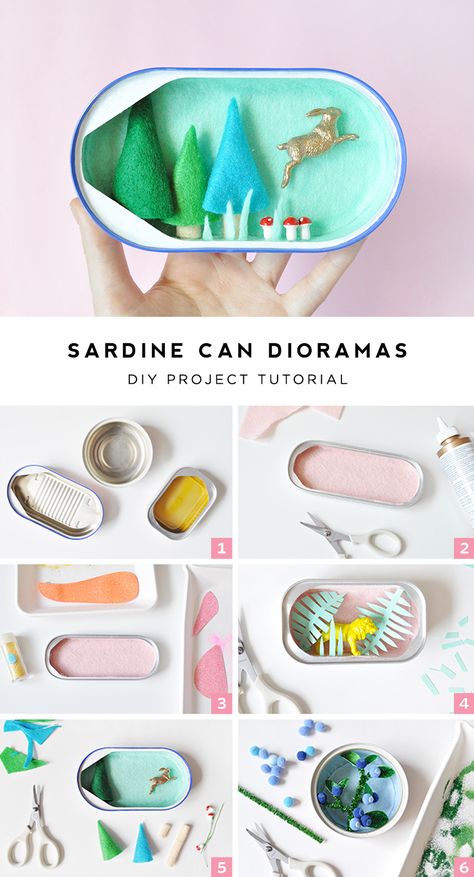 DIY Sardine Can Dioramas - Turn empty sardine cans into adorable wildlife dioramas! Sardine Can, Altered Tins, Handmade Charlotte, Tin Can Crafts, Tin Art, Can Crafts, Tin Can, Diy Inspiration, Diy For Kids