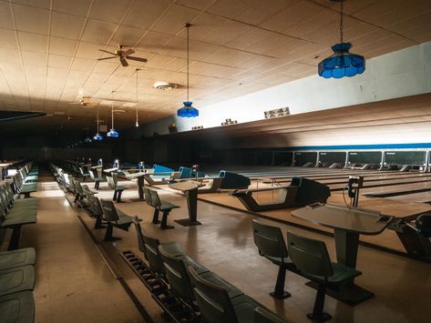 An Abandoned Bowling Alley Untouched For Years - Architectural Afterlife Cosmic Bowling, Bowling League, Small Entrance, Liminal Space, In The Middle Of Nowhere, Bowling Alley, Middle Of Nowhere, Strange Places, Historic Places