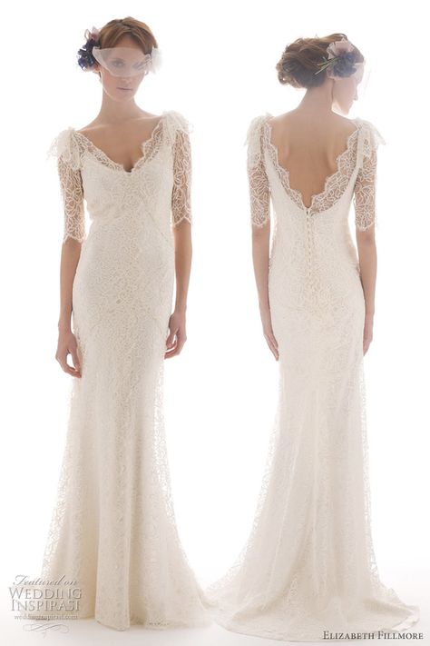 An unbelievable wedding dress.  That lace couldn't be more perfectly placed. Elizabeth Fillmore. Elizabeth Fillmore, Amazing Wedding Dress, A Wedding Dress, Beautiful Wedding Dresses, Wedding Dress Styles, Wedding Attire, Gorgeous Wedding, Dream Dress, Sheath Wedding Dress