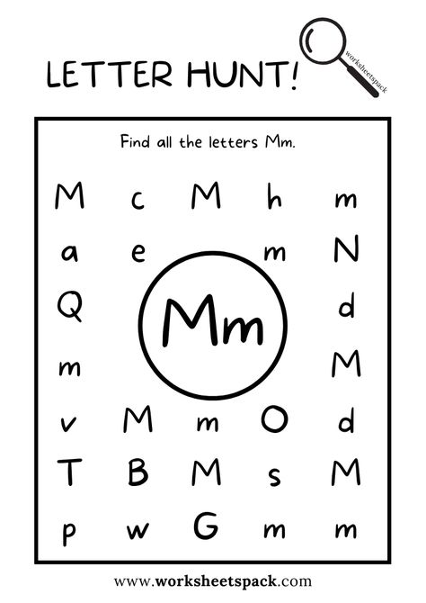 Letter M Worksheet, Letter I Crafts, Letter M Activities, Letter M Worksheets, Letter Hunt, Free Alphabet Printables, Free Kindergarten Printables, Free Printable Alphabet Worksheets, Phonics Reading Passages