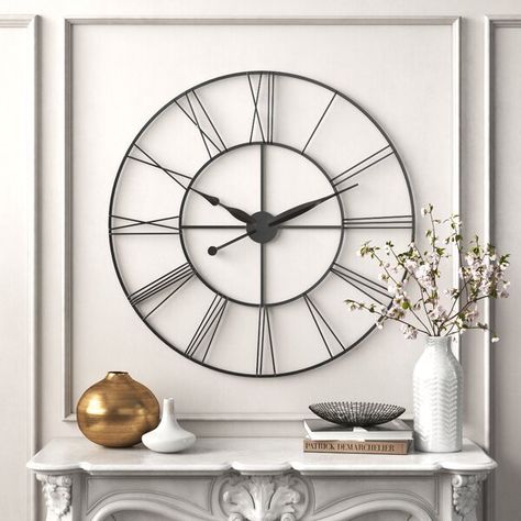 Kelly Clarkson Home Oversized James 45" Wall Clock & Reviews | Wayfair Clock Decor Living Room, Big Wall Clocks, Big Clock, Farmhouse Wall Clock, Wall Clocks Living Room, Rustic Clock, Clock Living Room, Kelly Clarkson Home, Black Wall Clock