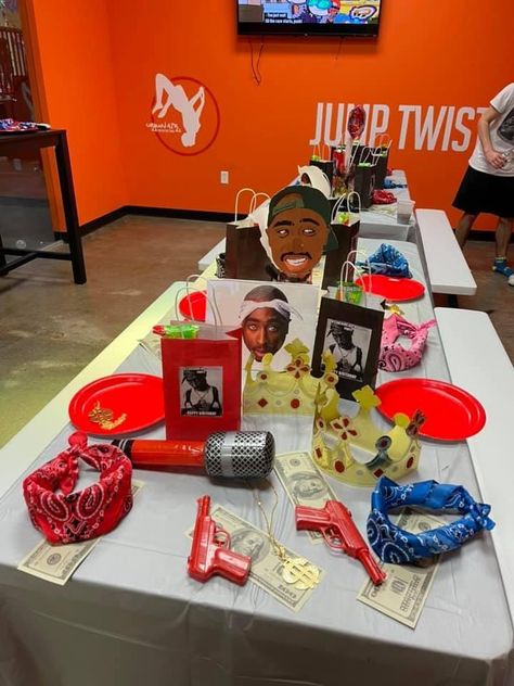 Snoop Dogg Birthday Party, Tupac Party Theme, Tupac Birthday Party, Tupac Party, Tupac Birthday, Hip Hop Birthday Party, Gangster Party, Hip Hop Birthday, 2 Pac