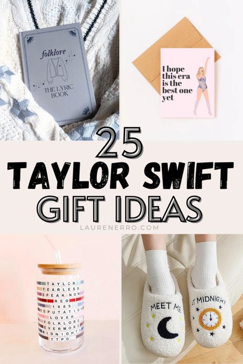 25 Taylor Swift Gift Ideas - Lauren Erro Taylor Swift Lyrics Gift, Taylor Swift Swag Bag Ideas, Christmas Wishlist Design Ideas, Taylor Swift Concert Ticket Gift Ideas, Taylor Swift Gift Wrapping Ideas, Taylor Swift Eras Gifts, Evermore Gift Ideas, Gift Ideas For Taylor Swift Fans, Swiftie Present Ideas