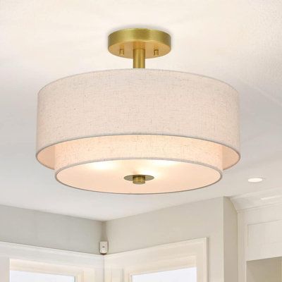 Flush Mount Ceiling Lights Dining Room, Primary Bedroom Ceiling Light, Kitchen Lighting Semi Flush Mount, Gold Hallway Lighting, Transitional Living Room Lighting, Gold Light Fixture Bedroom, Bedroom Semi Flush Mount Lighting, Overhead Bedroom Lighting, Kitchen Semi Flush Mount Lighting