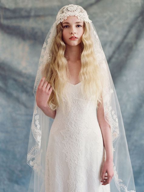 Used Wedding Dresses: Favorite Finds Wedding Headscarf, Bohemian Veils, Veil Inspiration, Bride Head, White Veil, Bridal Cap, Claire Pettibone, Hair Diy, 1st Communion