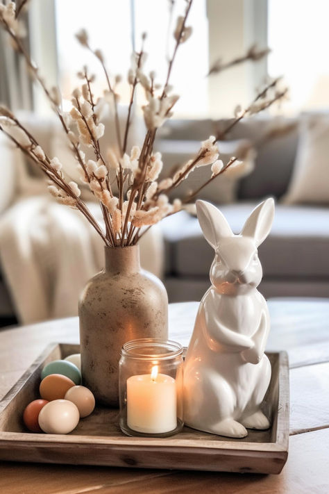 Neutral Easter Decor, Modern Easter Decor, Easter Inspiration Decor, Neutral Easter, Modern Easter, Easter Decor Ideas, Easter Arrangement, Spring Decor Diy, Easter Inspiration